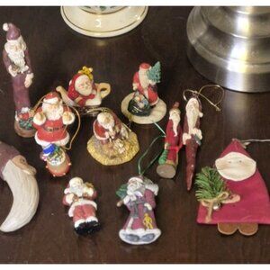 Lot Of (11) Vintage Santa  Christmas Tree Ornaments /Decor Figurines